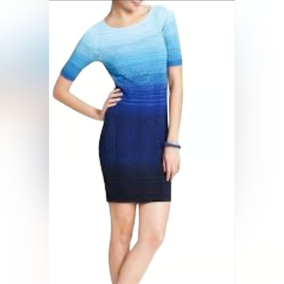 Ann Taylor Ombre Blue Mini Dress - Picture 1 of 4
